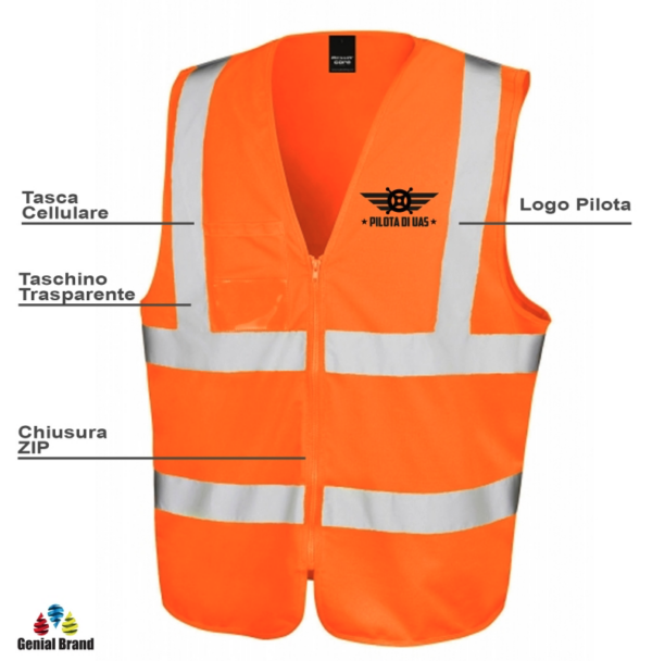 Gilet drone tasche e taschino
